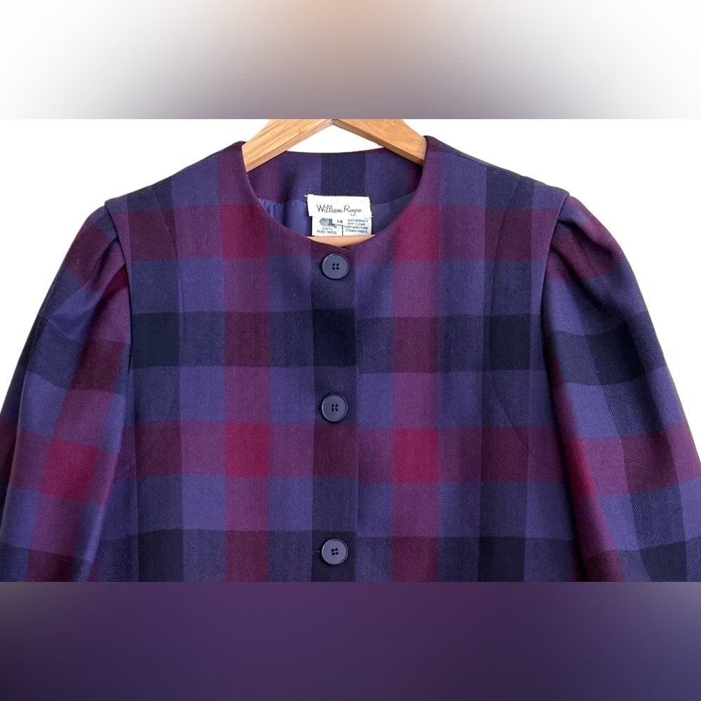 WILLIAM ROYCE 100% Pure Wool Vintage 70’s Colorful Structured Plaid Jacket Sz 14 - Picture 8 of 10